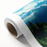 Rolled canvas showcasing a stunning glacier landscape design with vibrant blues and whites, perfect for modern home decor. Packaged securely in a durable tube for safe delivery.