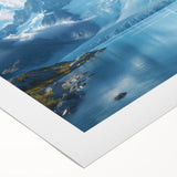 Vibrant rolled canvas artwork showcasing a stunning glacier landscape design, featuring icy blue hues and intricate details, perfect for home decor or art enthusiasts.