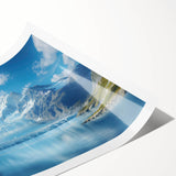 Vibrant rolled print of a glacier landscape wall art collection, showcasing icy blue hues and intricate details, perfect for modern home decor.