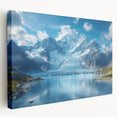 Stretched canvas wall art showcasing a stunning glacier landscape design, featuring vibrant blues and whites, perfect for home decor. Ideal for nature lovers.