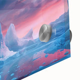 Close-up of a vibrant acrylic glass wall art piece showcasing a stunning glacier landscape design, featuring rich blues and whites for a striking visual impact. Perfect for adding a contemporary touch to any room.