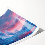Vibrant rolled print of glacier landscape wall art showcasing icy blues and whites, perfect for home decor, rolled for easy shipping and display.