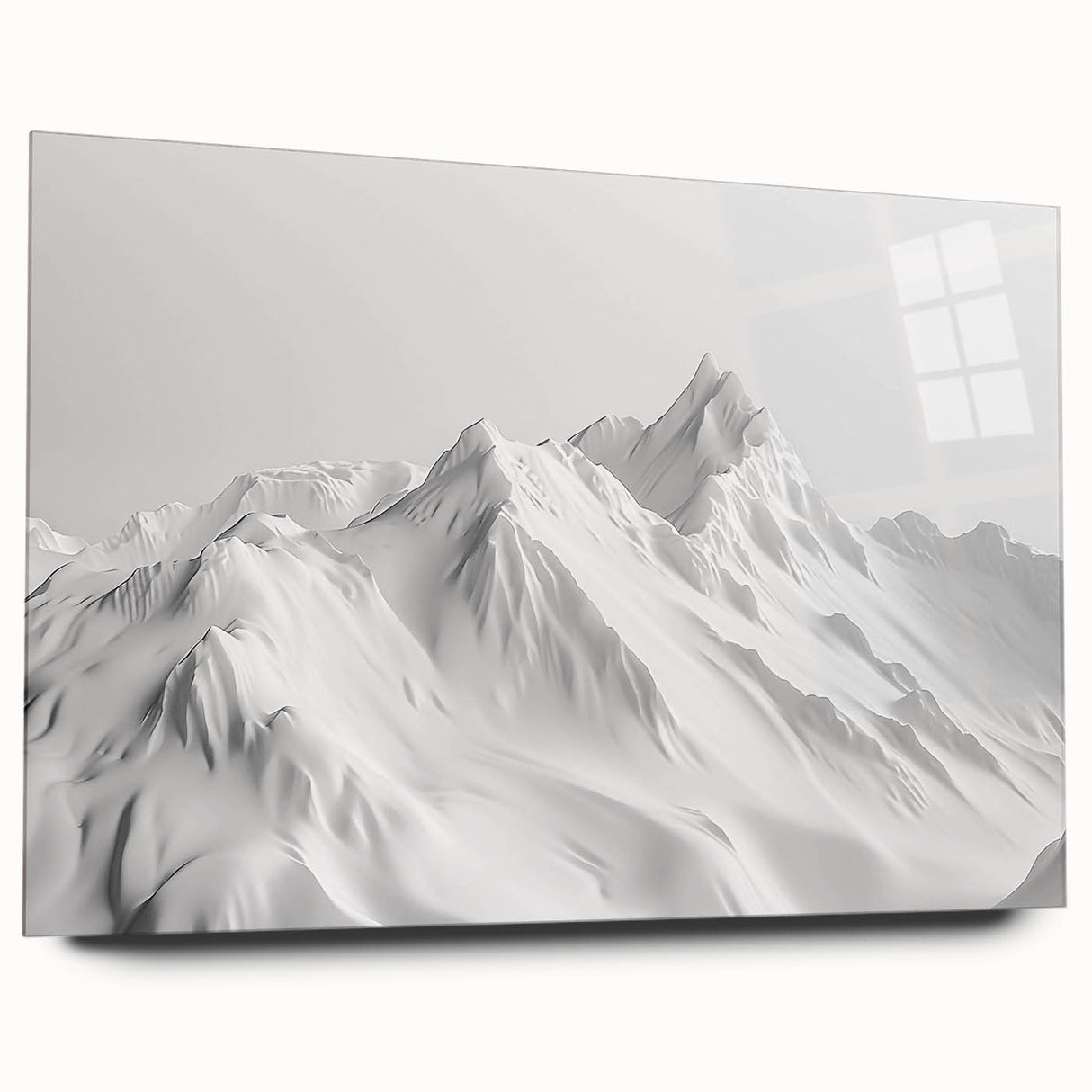 Acrylic wall art showcasing a stunning glacier landscape design, presented in a side view without pins. The vibrant colors and clear details highlight the icy blues and whites of the glacier, perfect for adding a serene touch to modern decor.