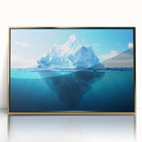 Framed wall art featuring a stunning glacier landscape design with a gold-acrylic front, perfect for modern home decor and enhancing interior aesthetics.