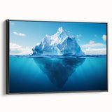 Framed canvas wall art showcasing a stunning glacier landscape design with black framing, perfect for enhancing modern home decor and creating a serene atmosphere.