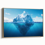 Framed canvas wall art showcasing a stunning glacier landscape design with gold accents, ideal for modern decor. Perfect for adding elegance to any room.