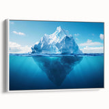Framed canvas wall art showcasing a stunning glacier landscape design, featuring cool blue tones and intricate details, perfect for modern home decor.