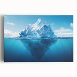 Stretched canvas wall art showcasing a stunning glacier landscape in vibrant blues and whites, perfect for enhancing modern home decor with a touch of nature.