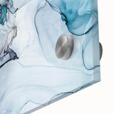 Close-up of a stunning glacier landscape wall art piece, showcasing intricate ice formations in vivid blue and white tones, designed for modern decor.