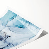 Stunning rolled print of a serene glacier landscape featuring icy blues and whites, perfect for home decor or office aesthetics, packaged securely for delivery.