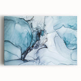 Vibrant stretched canvas wall art showcasing a stunning glacier landscape with rich blues and whites, perfect for enhancing modern home decor and nature themes.