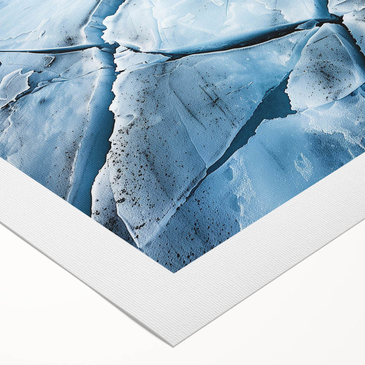 Glacier-inspired canvas wall art featuring vibrant blues and whites, showcasing an abstract landscape design, perfect for modern home decor.