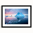 Stylish black-framed wall art featuring a stunning glacier landscape design, perfect for home decor, showcasing vibrant colors and intricate details. Ideal for nature enthusiasts and modern interior design.