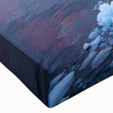 Close-up of a stretched canvas wall art piece showcasing a vibrant glacier landscape design, featuring icy blues and whites that evoke a serene, tranquil atmosphere. Ideal for modern home décor and nature-themed interiors.