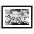 Framed wall art featuring a stunning glacier landscape design, displayed in a sleek black frame with a white mat, perfect for home decor.