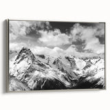 Framed canvas wall art showcasing a stunning glacier landscape design with silver accents, perfect for modern home decor. Ideal for adding a serene touch to living spaces.