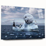 Acrylic glass wall art featuring a stunning glacier landscape design in vibrant colors, elegantly displayed from a side view, showcasing its sleek finish and modern aesthetic. Perfect for enhancing contemporary home decor with a nature-inspired theme.