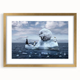 Framed landscape wall art collection featuring a stunning glacier design, elegantly displayed with a gold frame and white mat, ideal for modern home decor.