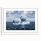 Framed landscape wall art collection showcasing a stunning glacier scene with a white mat and sleek frame, ideal for modern home decor.
