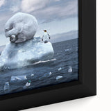 Close-up of a framed canvas artwork from the Glacier Design 3 collection, showcasing vibrant blue and white landscape imagery, perfect for modern home decor.