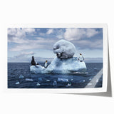 Vibrant rolled print of a stunning glacier landscape design, showcasing icy blue tones and intricate details, ideal for home decor and art enthusiasts.