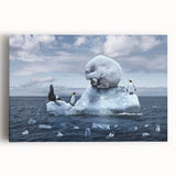 Vibrant stretched canvas wall art showcasing a stunning glacier landscape design, featuring icy blues and whites, perfect for enhancing modern home decor.