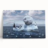Stretched canvas wall art featuring a serene glacier landscape design, showcasing cool blue and white tones, perfect for modern home decor and nature enthusiasts.