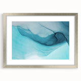 Framed wall art showcasing a stunning glacier landscape design with a silver mat and frame, perfect for modern home decor, emphasizing natural beauty and tranquility.