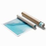 Glacier design wall art print showcasing stunning icy landscapes in vibrant blues and whites, rolled and ready for framing or display. Perfect for nature-inspired decor.