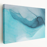 Stretched canvas wall art showcasing a stunning glacier landscape design, featuring icy blues and whites, perfect for modern home decor. Ideal for creating a serene atmosphere in living spaces.