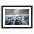 Framed wall art showcasing a stunning glacier landscape design with a black mat and frame, ideal for enhancing modern home decor. Perfect for nature enthusiasts.