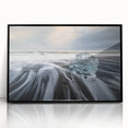 Framed acrylic wall art featuring a stunning glacier landscape design, showcasing vibrant blue and white hues, perfect for modern home decor.