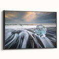 Framed canvas wall art showcasing a stunning glacier landscape design, featuring cool blue tones and intricate details, ideal for modern home decor.