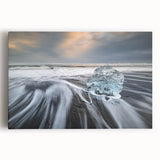 Stretched canvas wall art featuring a vibrant landscape design of a glacier, showcasing icy blues and whites, perfect for modern home decor. Ideal for nature enthusiasts.