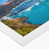 Vibrant rolled canvas wall art featuring a stunning glacier landscape design, showcasing icy blues and whites, ideal for modern home decor.