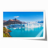 Stunning glacier landscape wall art print showcasing vivid blues and whites, ideal for modern decor. Perfectly rolled for easy framing and display.