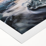 Stunning rolled canvas artwork showcasing a vibrant glacier landscape design, featuring intricate details and vivid colors, ideal for home decor and art enthusiasts.
