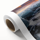 Vibrant rolled canvas wall art showcasing a stunning glacier landscape with cool blue and white tones, perfect for adding a serene touch to home decor.