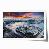 Glacier landscape wall art print showcasing vibrant blue and white hues, capturing majestic ice formations. Perfect for modern home decor or art enthusiasts.