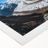 Vibrant rolled canvas showcasing a stunning glacier landscape design, featuring icy blues and whites, perfect for enhancing modern home decor.