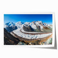 Rolled print of a stunning glacier landscape wall art design showcasing vibrant blues and whites, ideal for home decor, packaged securely in a protective cardboard tube.