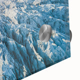 Close-up of a stunning glacier landscape wall art piece, showcasing intricate icy details and vibrant colors, perfect for adding a serene touch to modern decor.