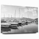 Acrylic glass wall art featuring a serene harbor landscape design, showcasing vibrant colors and intricate details, ideal for contemporary home decor.