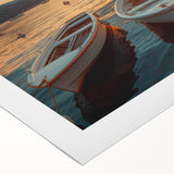 Rolled canvas artwork showcasing a tranquil harbor landscape design, featuring soft blue and green tones. Ideal for home decor, packaged securely in a protective tube.