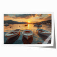 Vibrant wall art print showcasing a serene harbor landscape with soft pastel colors, rolled for easy transport and display, perfect for modern home decor.