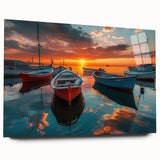 Side view of a stunning acrylic glass wall art piece showcasing a vibrant harbor landscape design, elegantly framed and ready to enhance any modern decor setting.
