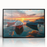 Framed acrylic wall art featuring a stunning harbor landscape design, showcasing vibrant colors and intricate details, perfect for modern home decor.