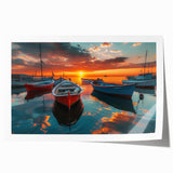 Rolled print showcasing a serene harbor landscape in soft pastel colors, designed for wall art collection, perfect for adding tranquility to home decor.