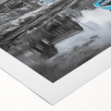 Rolled canvas artwork showcasing a vibrant harbor landscape design, featuring a serene water scene with boats and colorful buildings, perfect for home decor.