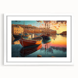 Framed wall art from the Landscapes Harbor Design collection, showcasing a serene ocean view with vibrant colors, white mat, and sleek frame, perfect for home decor.